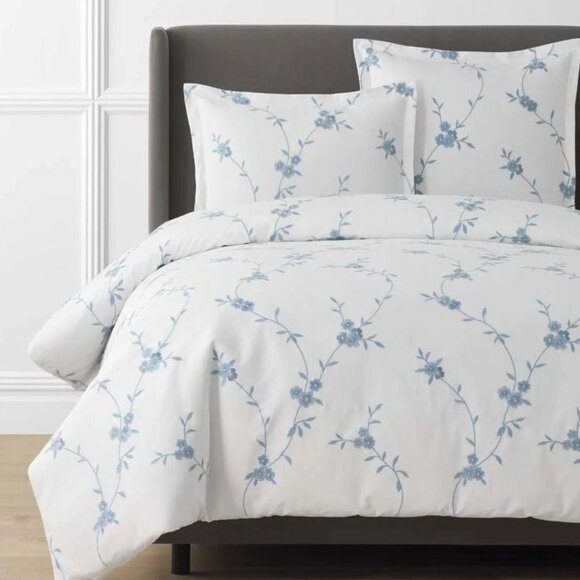 Brinda Floral Duvet Cover - White Twin/Twin XL